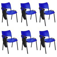 Pack de 6 sillas Smart con estructura epoxy negra, carcasas de plástico y brazo con pala (Diferentes colores)